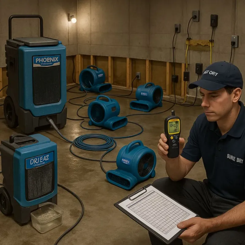 Structural Drying and Dehumidification process in Montgomeryville, PA